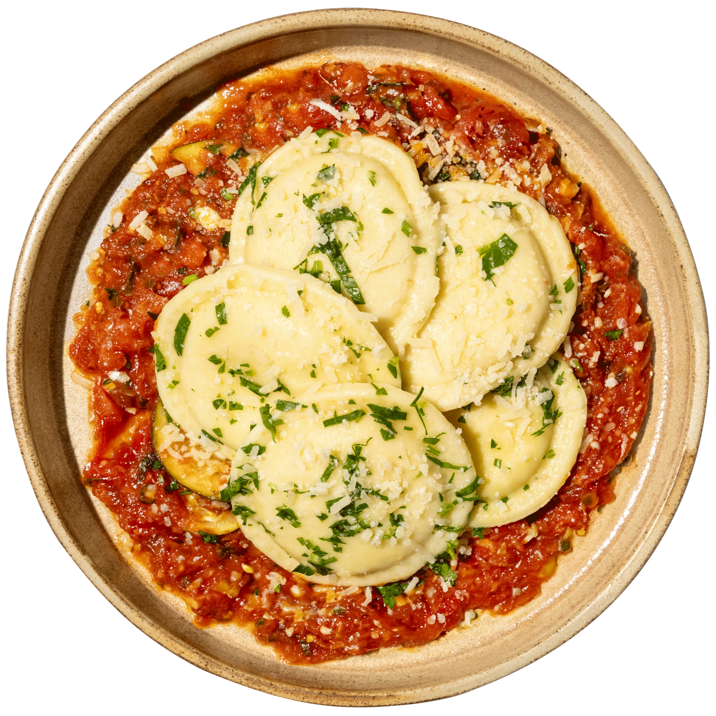 30 -  Vegetarian Spinach and Ricotta Ravioli with Arrabbiata Sauce and Parmesan - Image 3